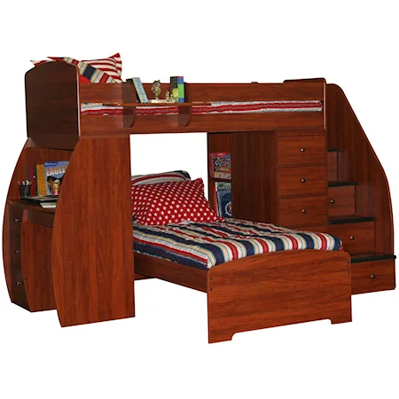 Twin Over Twin Bunk Bed with Desk & Chest